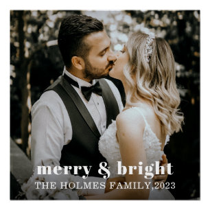 Vrolijk en helder modern Kerstmis paar foto Perfect Poster