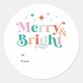 Vrolijk en helder Modern Kleurrijk Kerstmis Ronde Sticker (Voorkant)