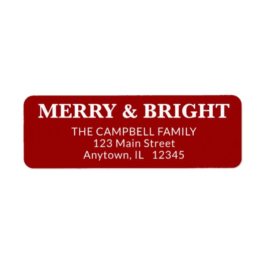 Vrolijk en helder Modern Minimaal Rood Kerstmis Etiket (Voorkant)