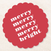 Vrolijk en helder Modern Minimaal Rood Kerstmis Kartonnen Onderzetters (Voorkant)