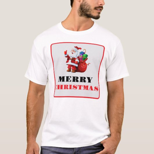 Vrolijk en helder modern rood kerst T-shirt (Voorkant)