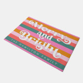 Vrolijk en helder Modern Stripe Kerstmis Custom Deurmat (Schuin)