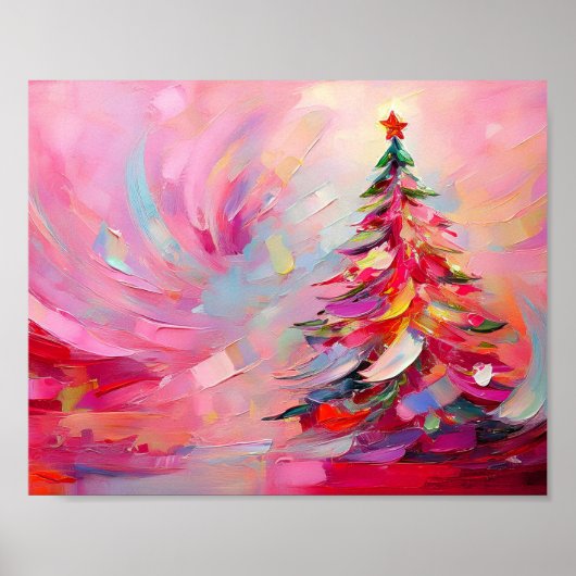 Vrolijk en helder moderne Abstracte kerstboom Poster (Voorkant)