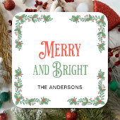 Vrolijk en helder moderne familienaam Kerstmis Vierkante Sticker