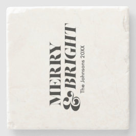 Vrolijk en helder moderne kersttypografie stenen onderzetter
