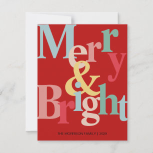 Vrolijk en helder Moderne typografie rood Feestdagenkaart