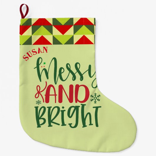 Vrolijk en Helder Naam Kerstmis Kous Grote Kerstsok (Voorkant)