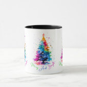 Vrolijk en helder neon kerstboom wit mok (Midden)