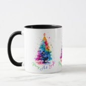 Vrolijk en helder neon kerstboom wit mok (Links)