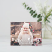 Vrolijk en helder penseel belettering foto kerst feestdagenkaart (Staand voorkant)