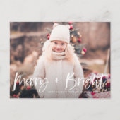 Vrolijk en helder penseel belettering foto kerst feestdagenkaart (Voorkant)