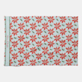 Vrolijk en helder Poinsetta Holiday Pattern Kitche Theedoek (Horizontaal)