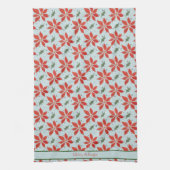 Vrolijk en helder Poinsetta Holiday Pattern Kitche Theedoek (Verticaal)