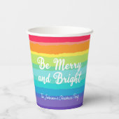 Vrolijk en helder Rainbow Custom Christmas Party Papieren Bekers (Achterkant)