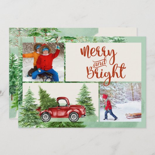 Vrolijk en helder rode vrachtwagen Kerstkaart (Voorkant / Achterkant)