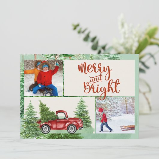 Vrolijk en helder rode vrachtwagen Kerstkaart (Staand voorkant)