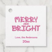 Vrolijk en helder rood Candy Cane Kerstmis Bedankjes Labels (Voorkant)