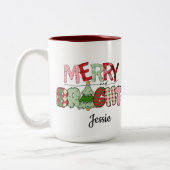 Vrolijk en helder rood Kerstmis Tweekleurige Koffiemok (Links)