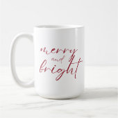 Vrolijk en helder rood script kerst koffiemok (Links)