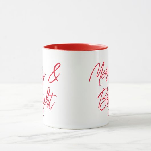 Vrolijk en helder rood script mok (Midden)