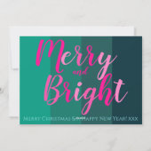 Vrolijk en helder roze en groen Kerstmis Feestdagenkaart (Achterkant)