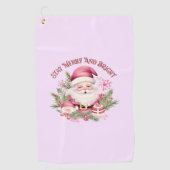Vrolijk en helder - Roze Kerstman Golfhanddoek (Voorkant)