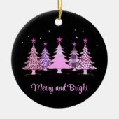 Vrolijk en helder roze Xmas Tree Black Ornament (Voorkant)
