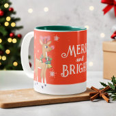 Vrolijk en helder Rudolph Reindeer Tweekleurige Koffiemok