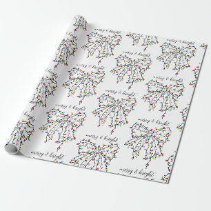 Vrolijk en helder Schattige lint kerstverlichting Cadeaupapier