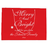 Vrolijk en helder script naam Chic Red Christmas Groot Cadeauzakje (Achterkant)
