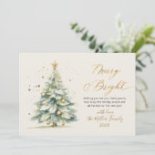 Vrolijk en helder script Waterverf kerstboom Feestdagenkaart (Staand voorkant)