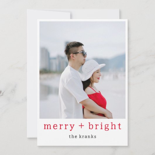 Vrolijk en helder Simply Red Flat Holiday Kaart (Voorkant)