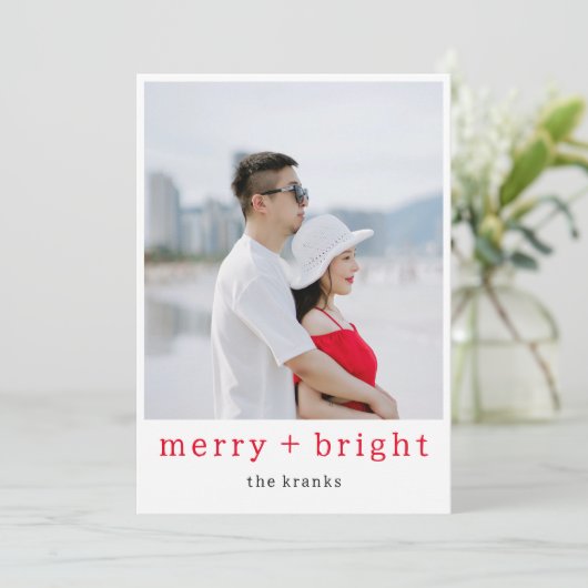 Vrolijk en helder Simply Red Flat Holiday Kaart (Staand voorkant)