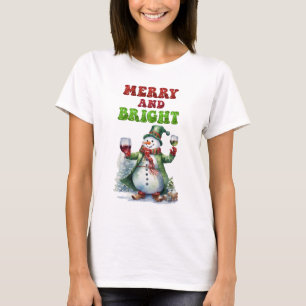 Vrolijk en helder sneeuwman t-shirt
