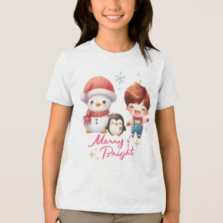 Vrolijk en helder sneeuwman Tri-Blend shirt