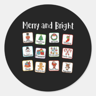Vrolijk en helder spraaktherapeut AAC SLP Kerstmis Ronde Sticker
