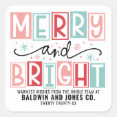 Vrolijk en helder trendy aangepaste kerst vierkante sticker (Voorkant)
