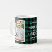 Vrolijk en helder trendy groen geplakt met 2 foto' koffiemok (Voorkant links)