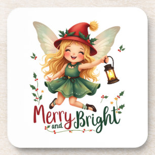 Vrolijk en helder, vrolijk kerstfeest bier onderzetter