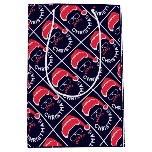 Vrolijk en helder, vrolijk kerstman medium cadeauzakje (Voorkant)