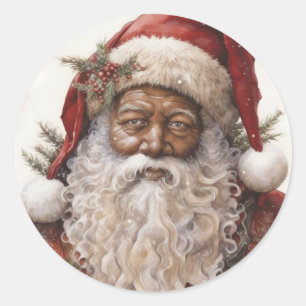 Vrolijk en helder zwart Kerstman: Kerstmagie Ronde Sticker