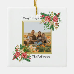 Vrolijk en licht Waterverf Familie Foto Vakantie Keramisch Ornament