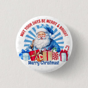 Vrolijk en stralend kerstfeest  kerstman ronde button 3,2 cm