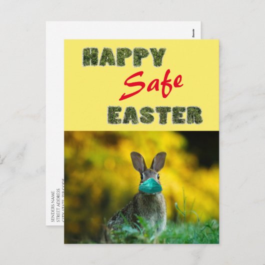 Vrolijk en veilig Pasen | Cute Funny Rabbit met Ma Feestdagenkaart (Voorkant / Achterkant)