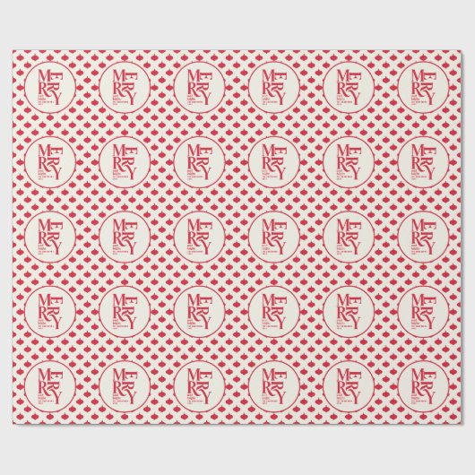 Vrolijk en vrolijk feestelijk rood kerstfeest cadeaupapier (Vlak)