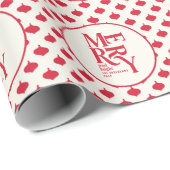 Vrolijk en vrolijk feestelijk rood kerstfeest cadeaupapier (Rol Hoek)