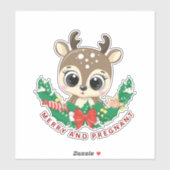 VROLIJK EN ZWANGER HERT STICKER (Vel)