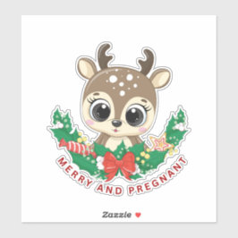 VROLIJK EN ZWANGER HERT STICKER