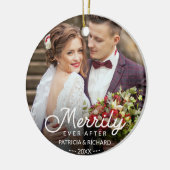 Vrolijk Ever na Pas getrouwd Kerstmis Keramisch Ornament (Links)