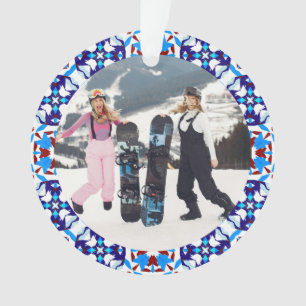 Vrolijk Feestelijk Blauw Kerst Foto Afbeelding Lij Ornament